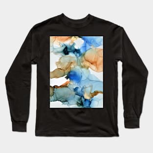 Orange and Blue Abstract Art Long Sleeve T-Shirt